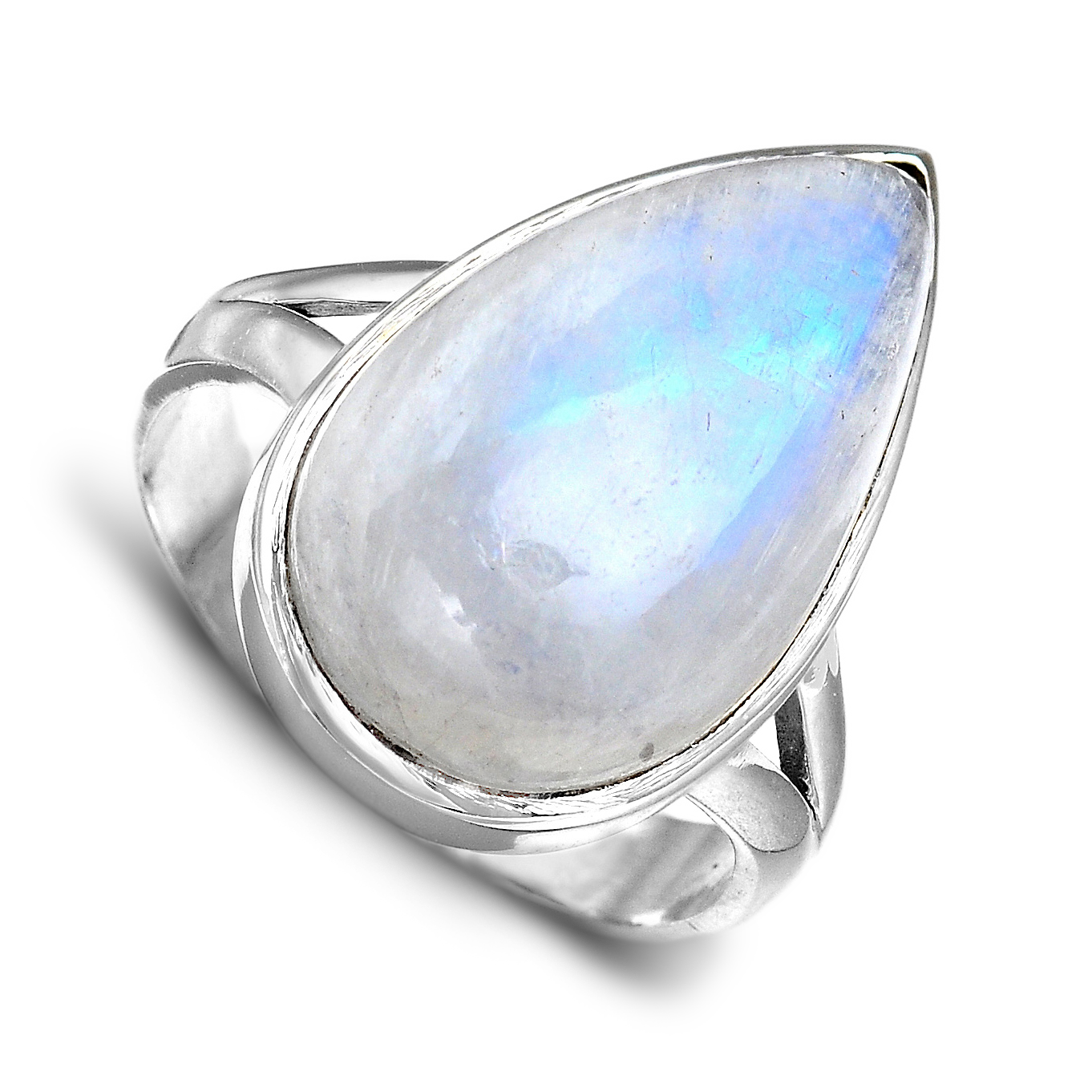 Sterling Silver Teardrop Large Moonstone Ring