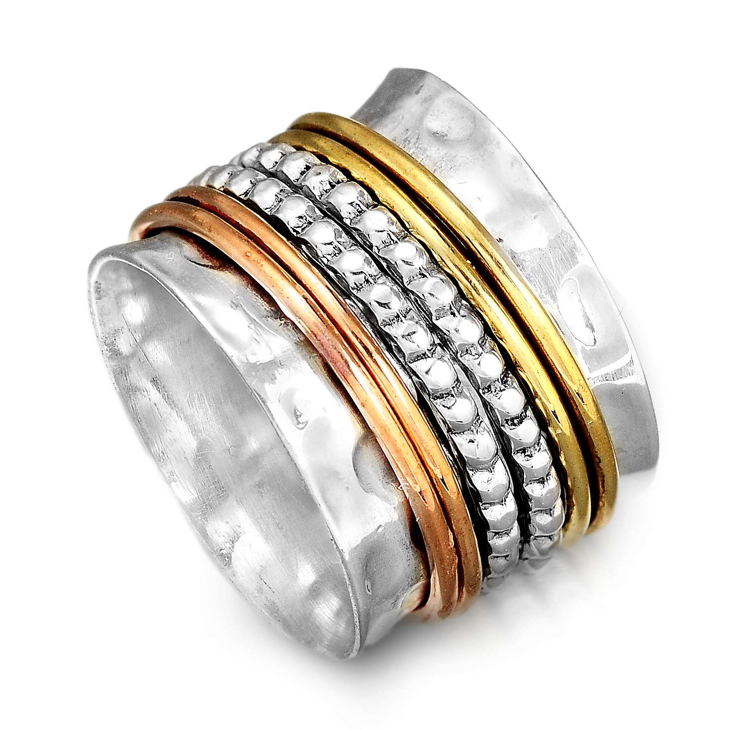 Sterling Silver Two Tone Fidget Spinner Ring