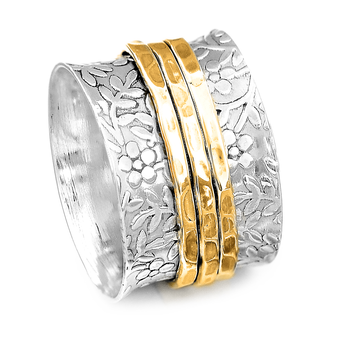 Unique Flowers Women's Spinner Ring Sterling Silver