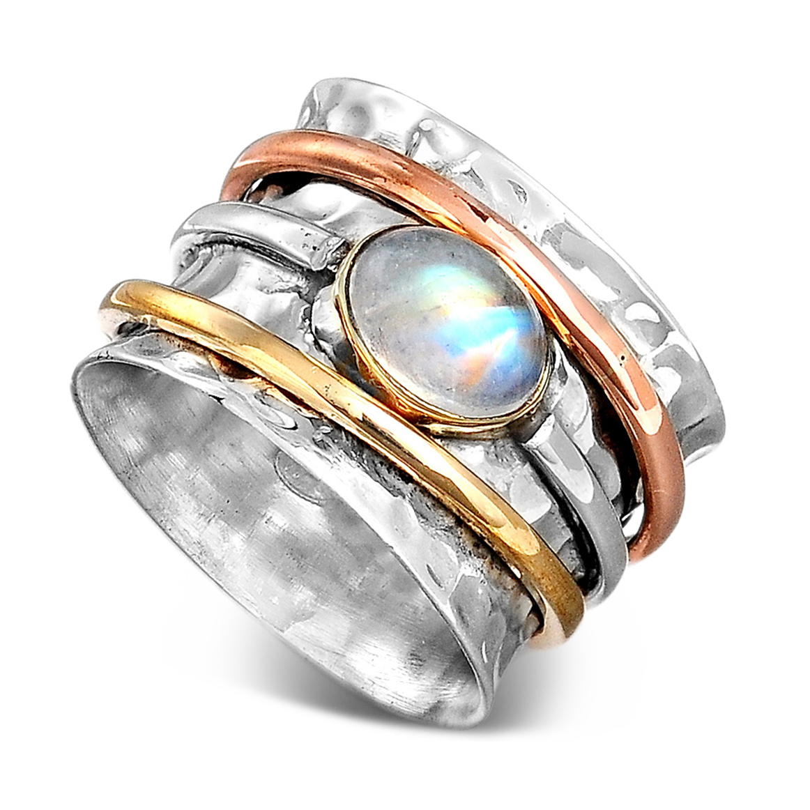 Chunky Spinner Ring with Moonstone Sterling Silver