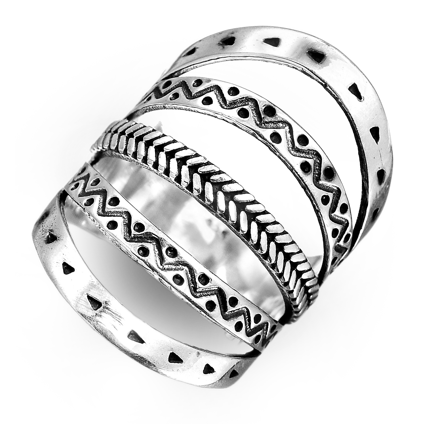 Boho Full Finger Ring Sterling Silver