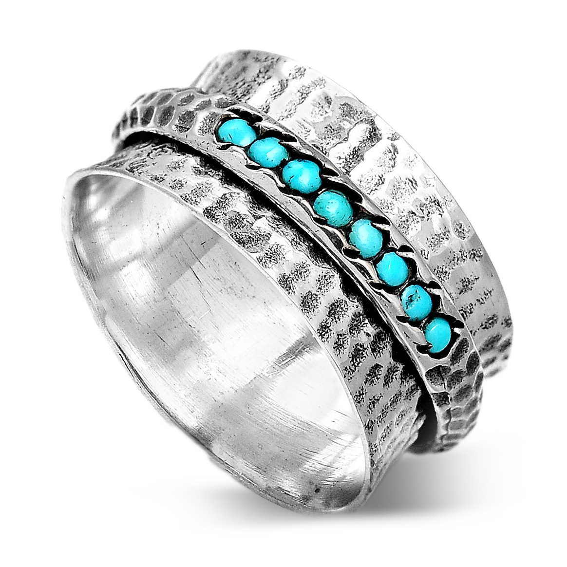 Sterling Silver Spinner Turquoise Ring for Women