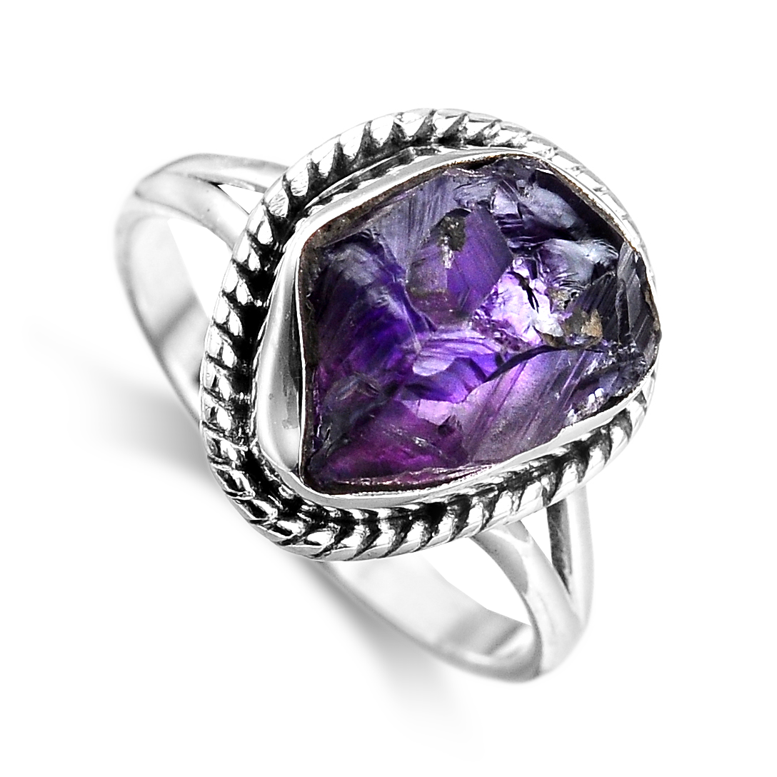 Natural Raw Amethyst Stone Ring