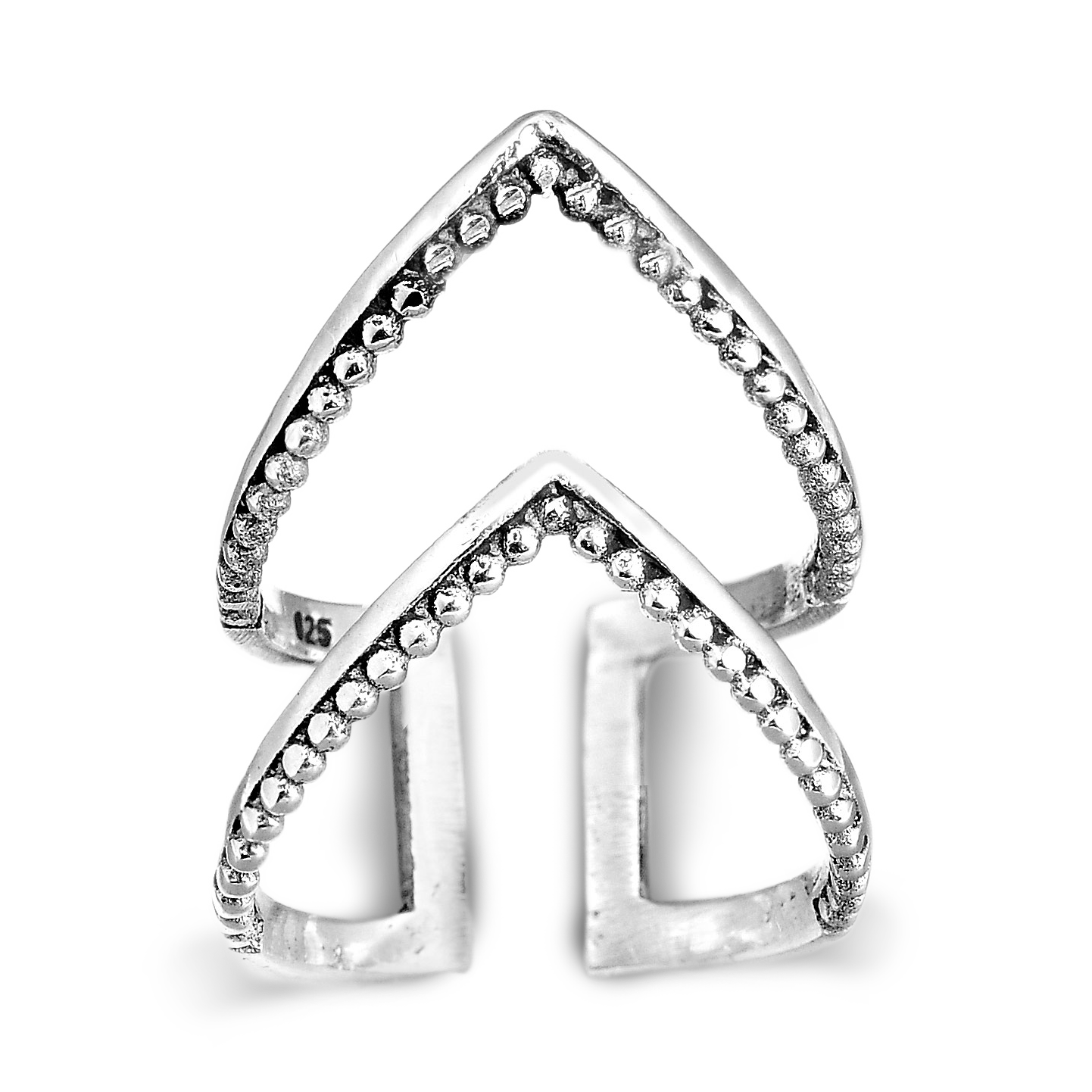 Double Chevron Statement Sterling Silver ring