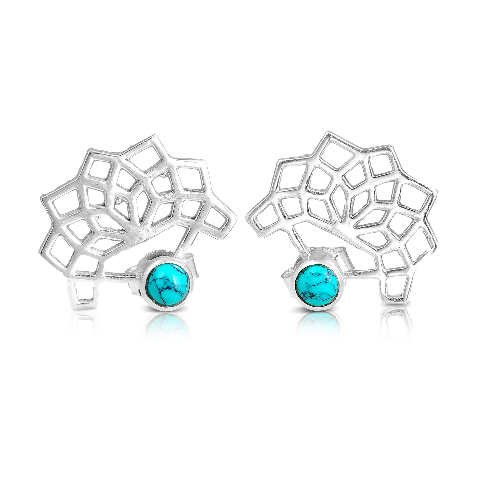 Geometric Silver Turquoise Earrings