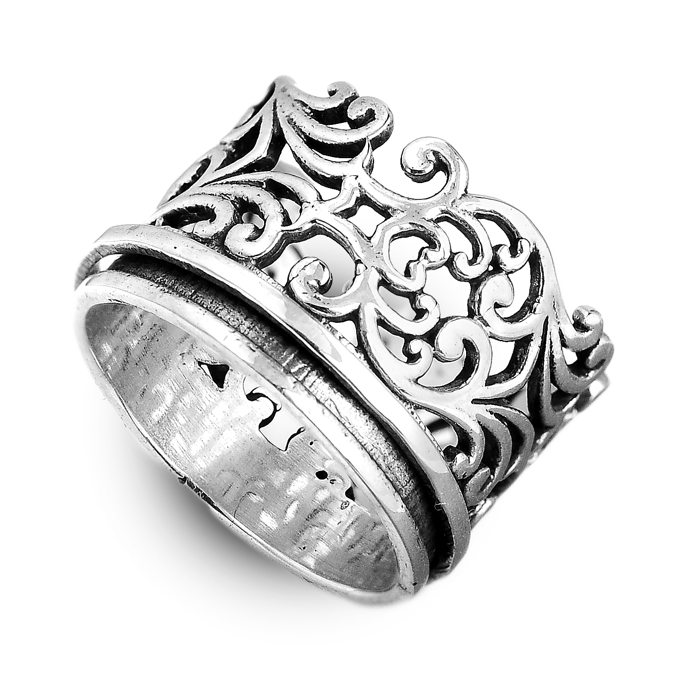 Unique Women's Spinner Ring Sterling Silver