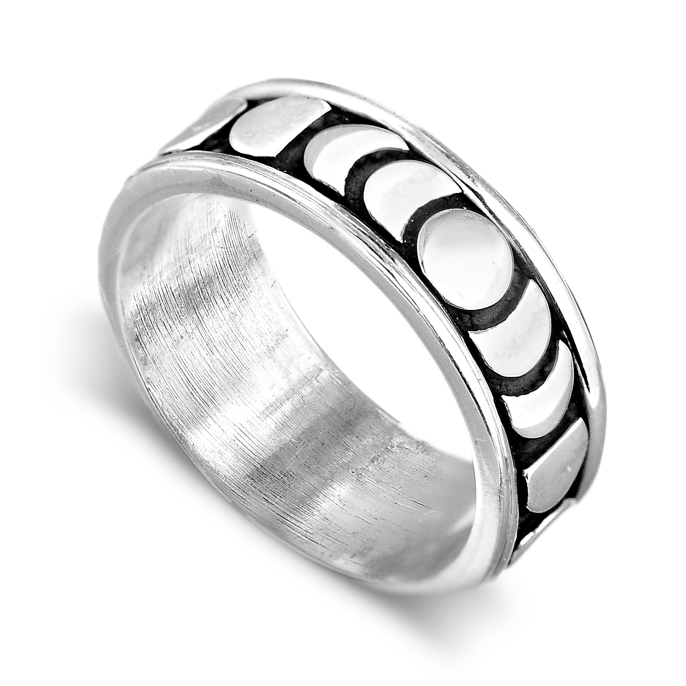 Moon Phase Spinner Ring Sterling Silver