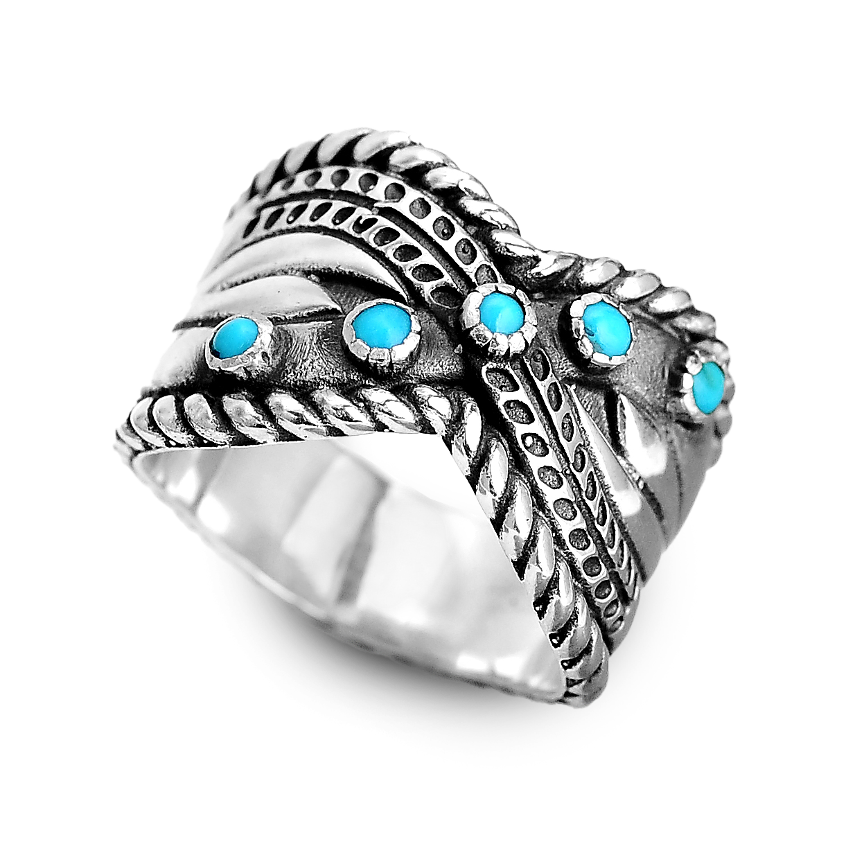 Bohemian Turquoise Ring Sterling Silver