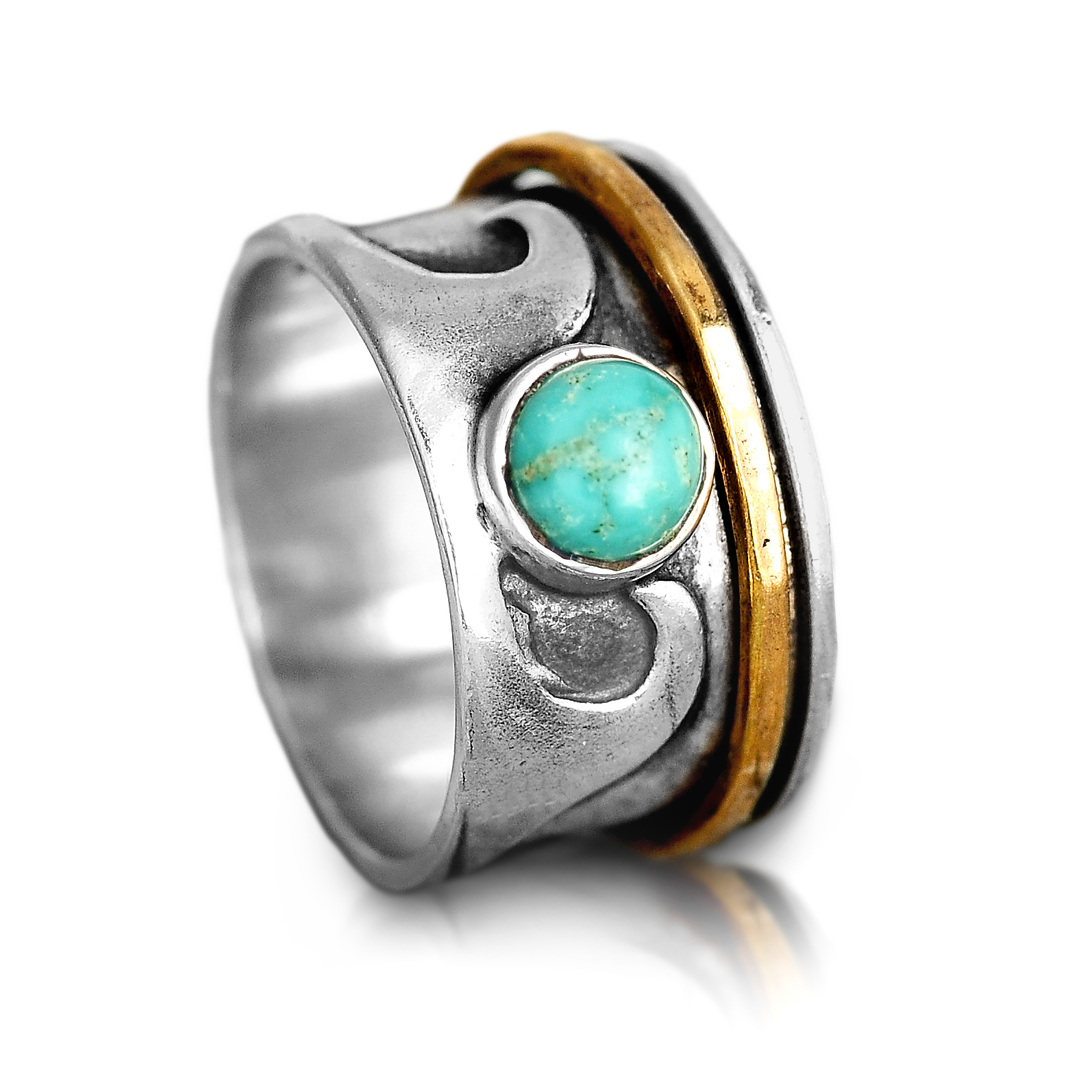 Fidget Wave Turquoise Ring Sterling Silver