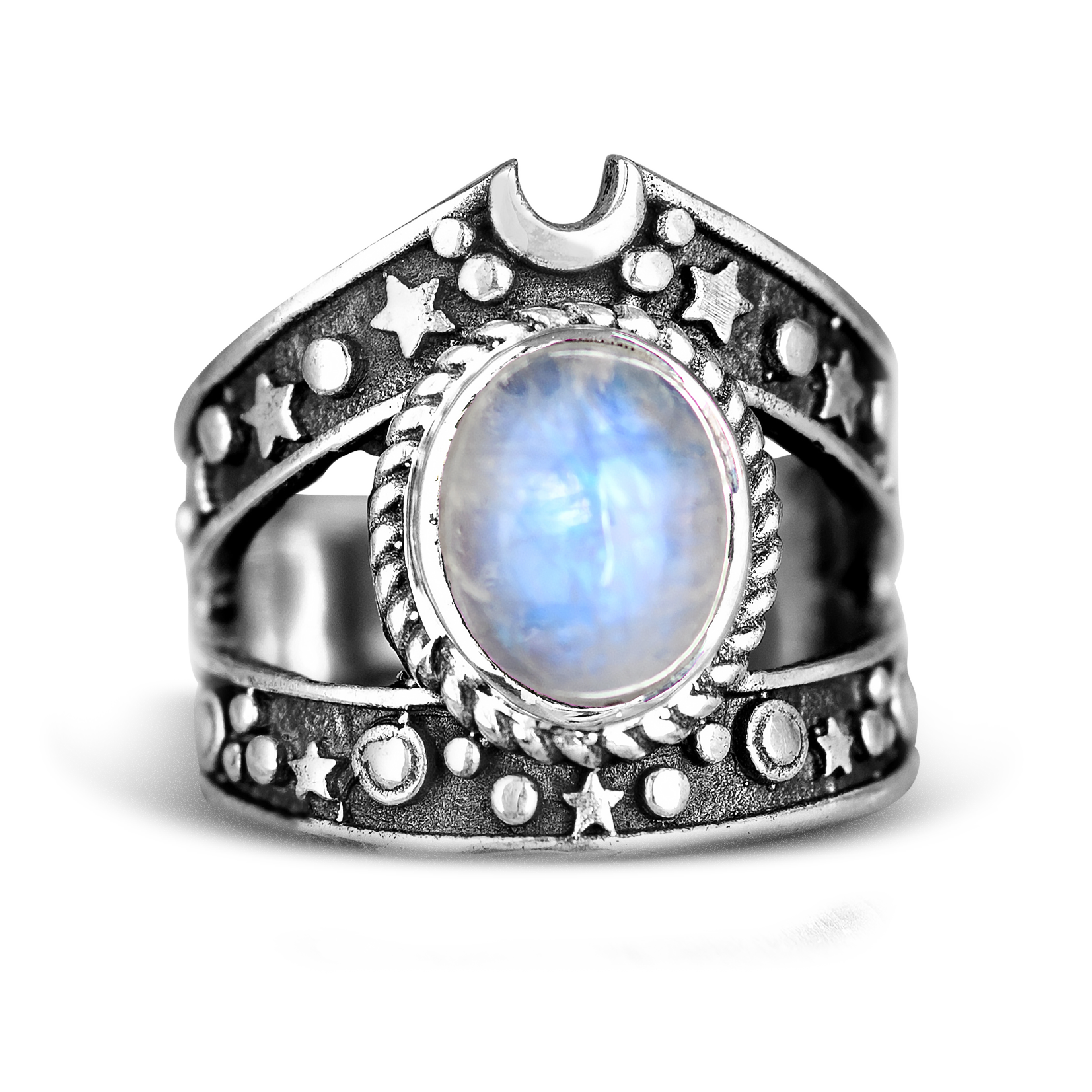 Celestial Moonstone Ring Sterling Silver