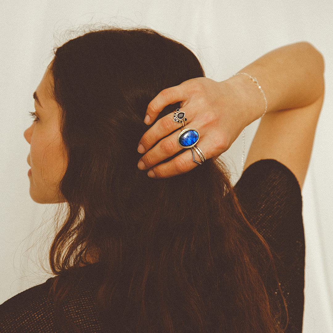 Labradorite Leaf Ring Sterling Silver