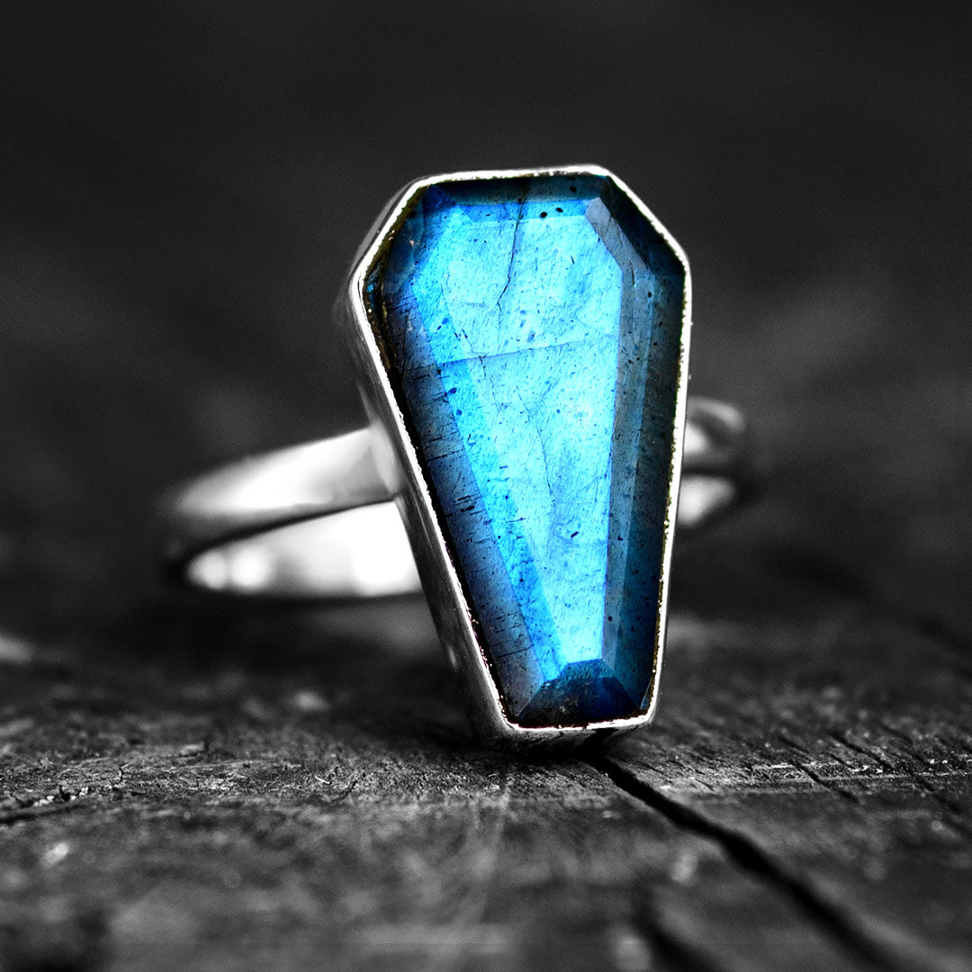 Coffin Labradorite Ring Sterling Silver