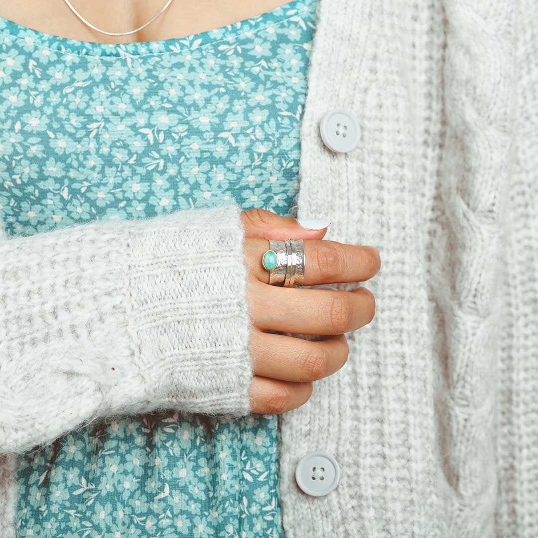 Amazonite Fidget Ring Sterling Silver