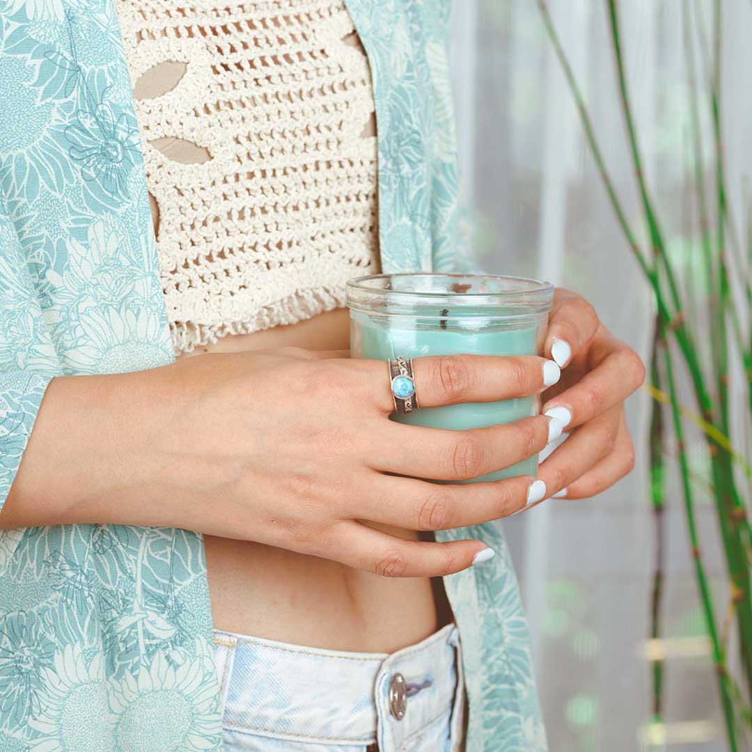 Larimar Waves Fidget Ring