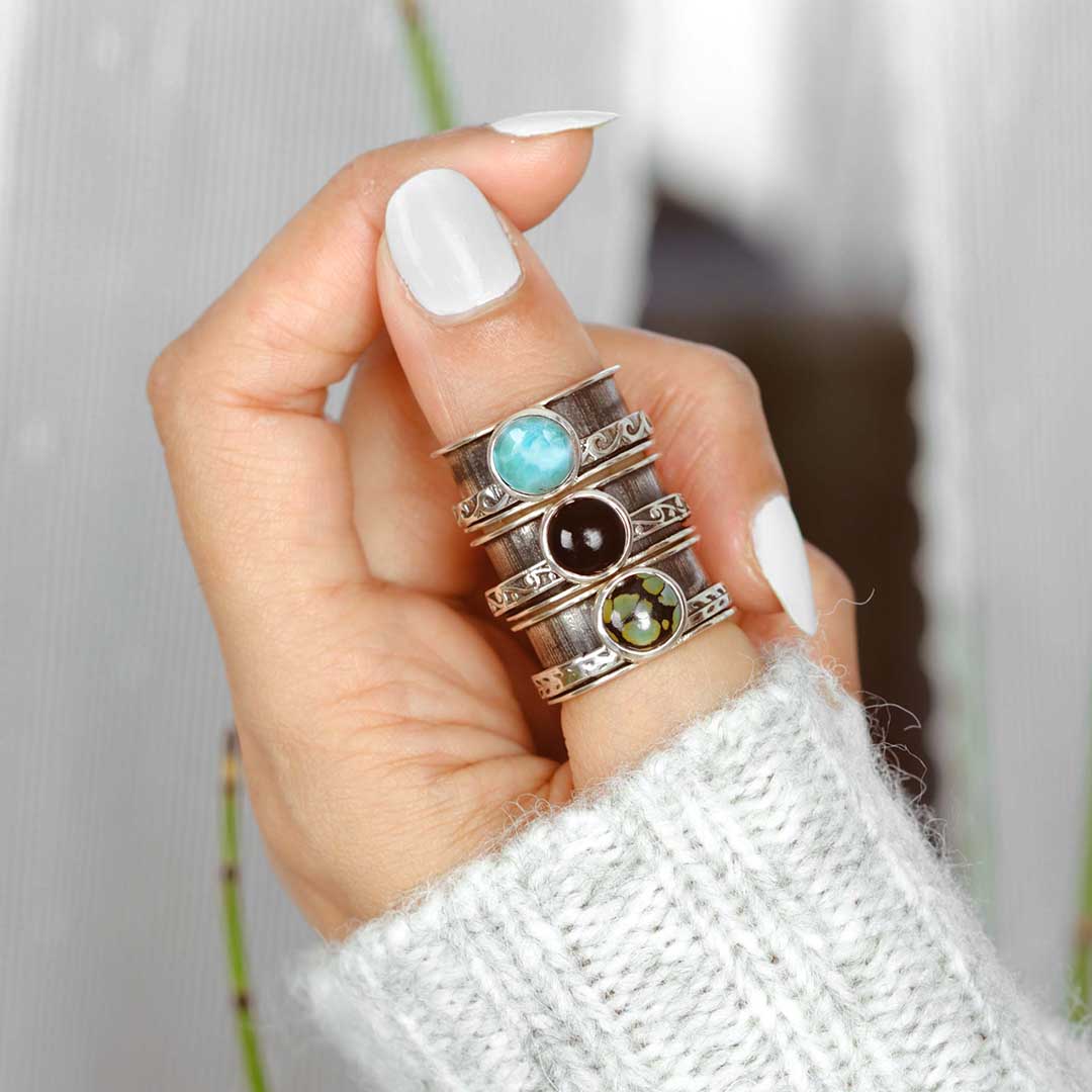 Larimar Waves Fidget Ring