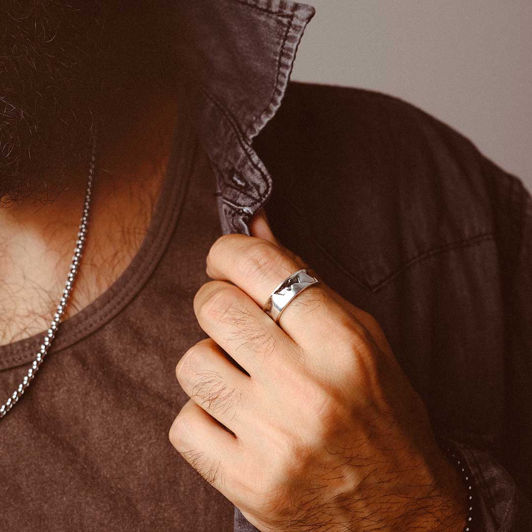 Mountain Ring for Men Sterling Silver