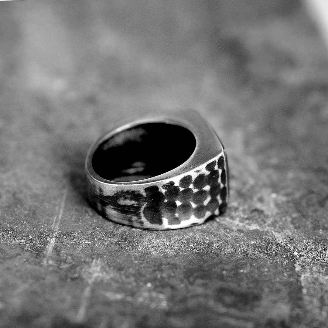 Black Onyx Signet Ring for Men Sterling Silver