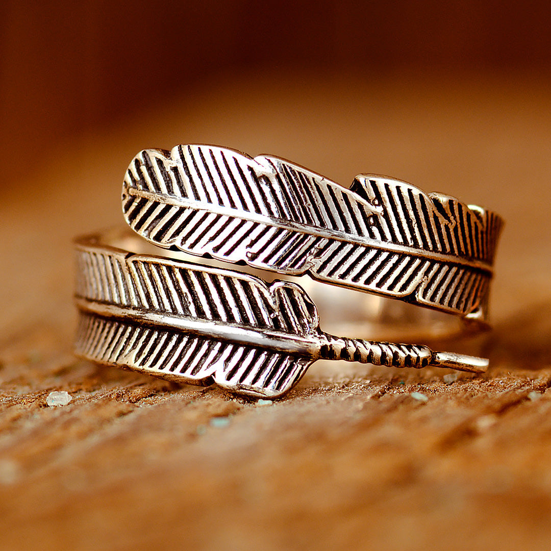 Feather Ring for Men Sterling Silver