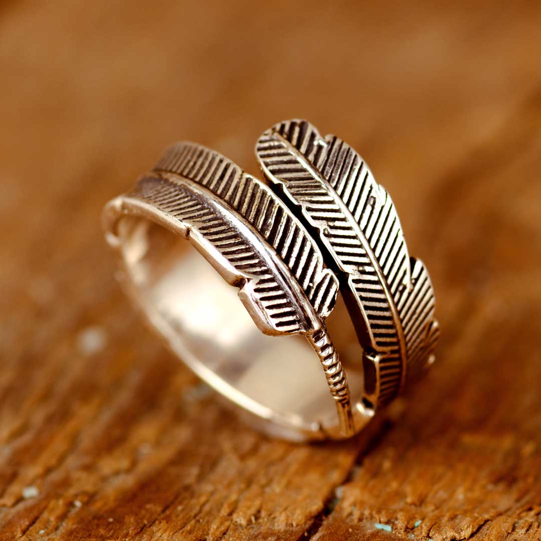 Feather Ring for Men Sterling Silver