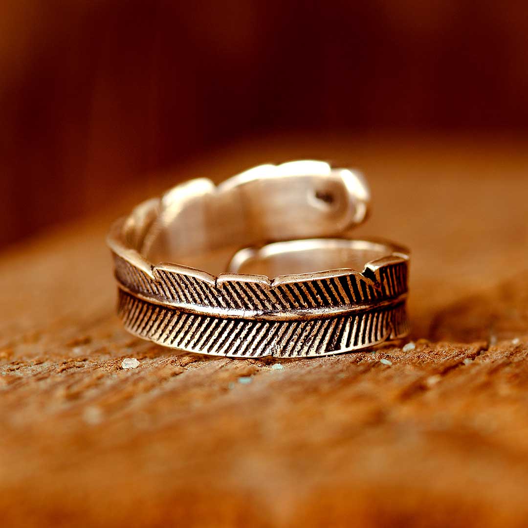 Feather Ring for Men Sterling Silver