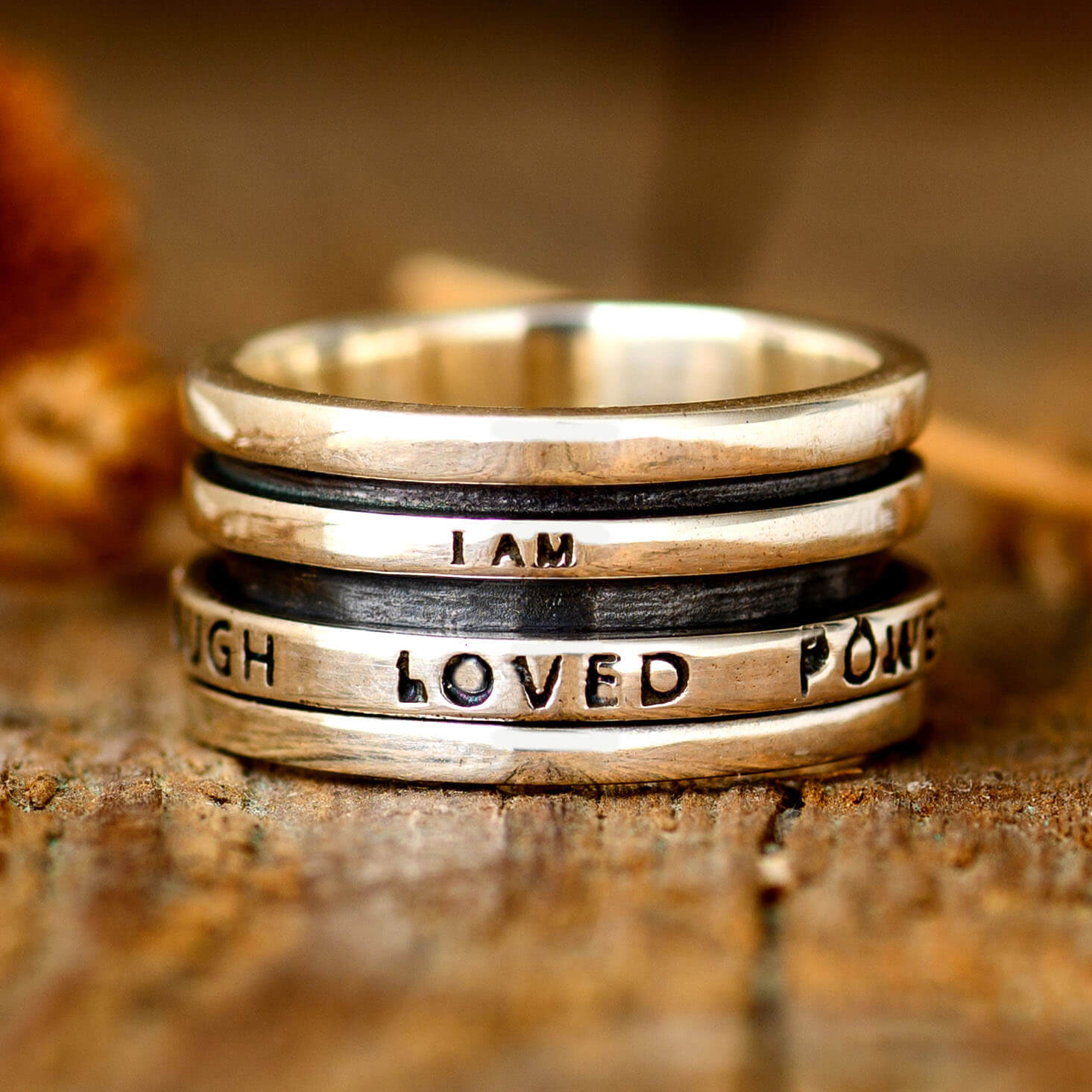 Fidget Ring with Empowering Engraving Sterling Silver