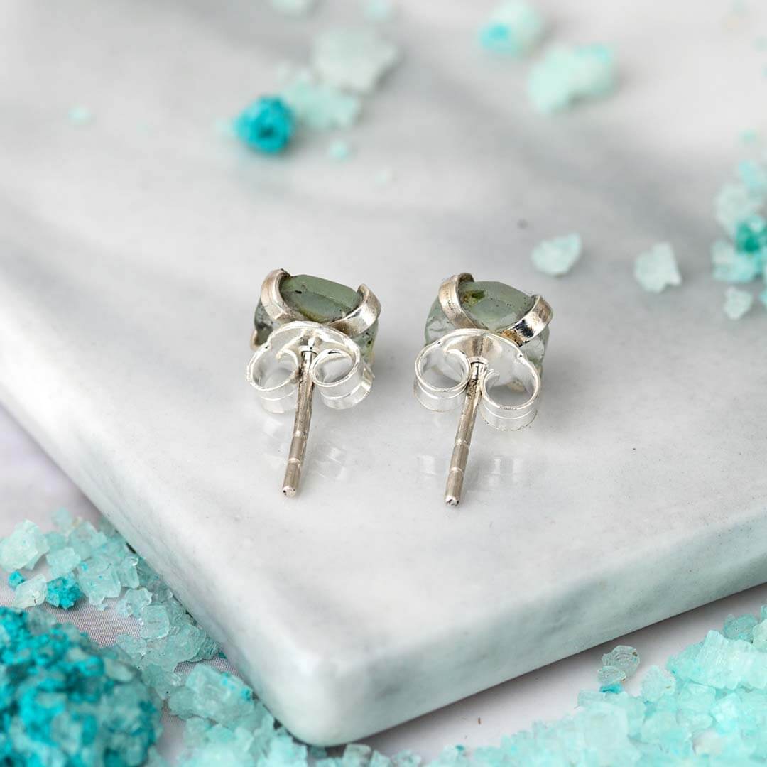 Aquamarine Stud Earrings Sterling Silver