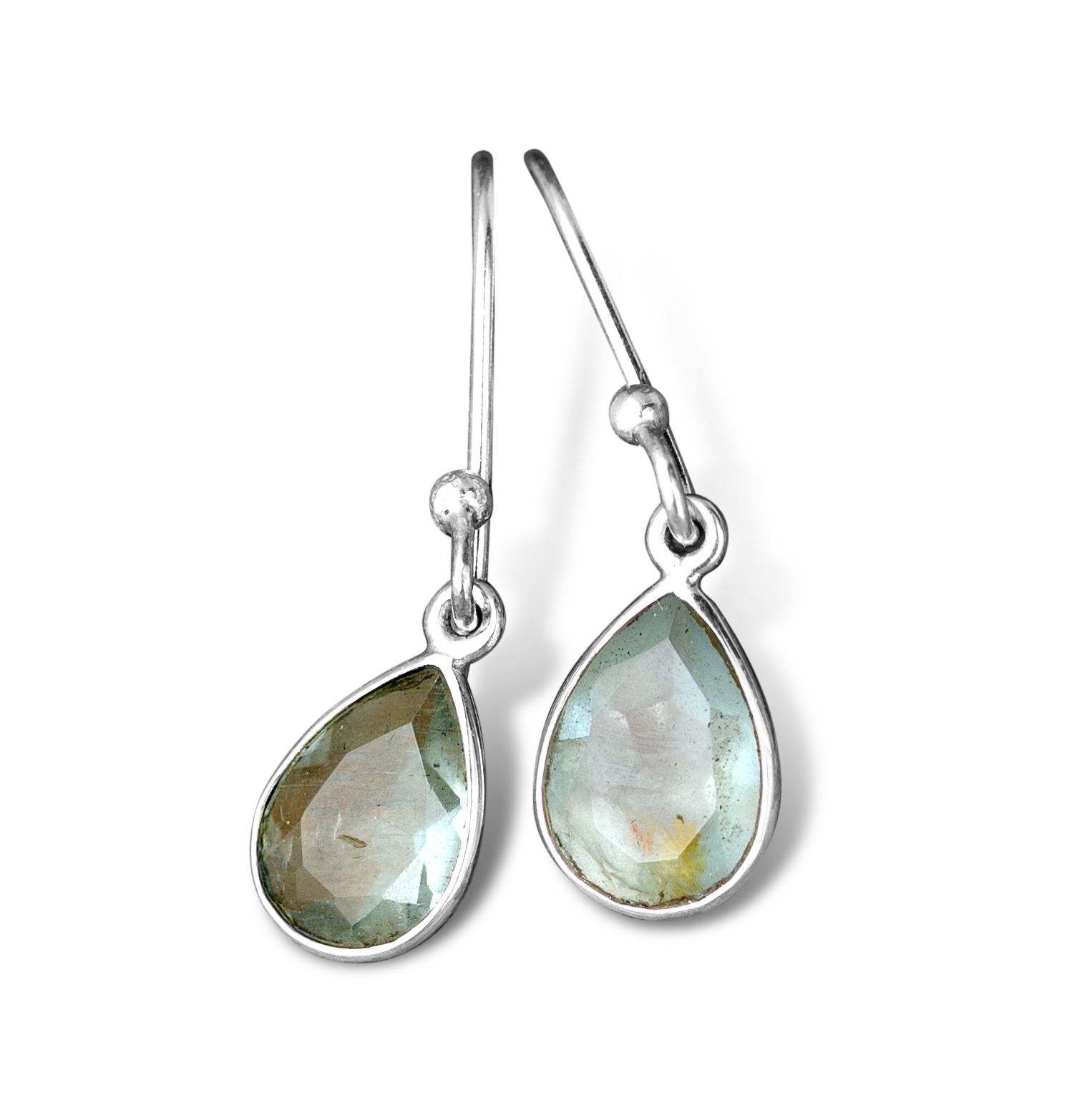 Aquamarine Teardrop Earrings Sterling Silver