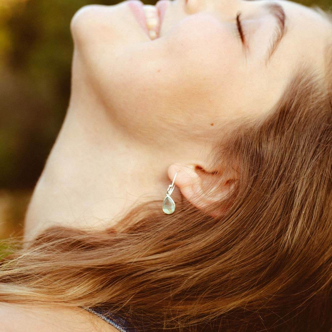 Aquamarine Teardrop Earrings Sterling Silver