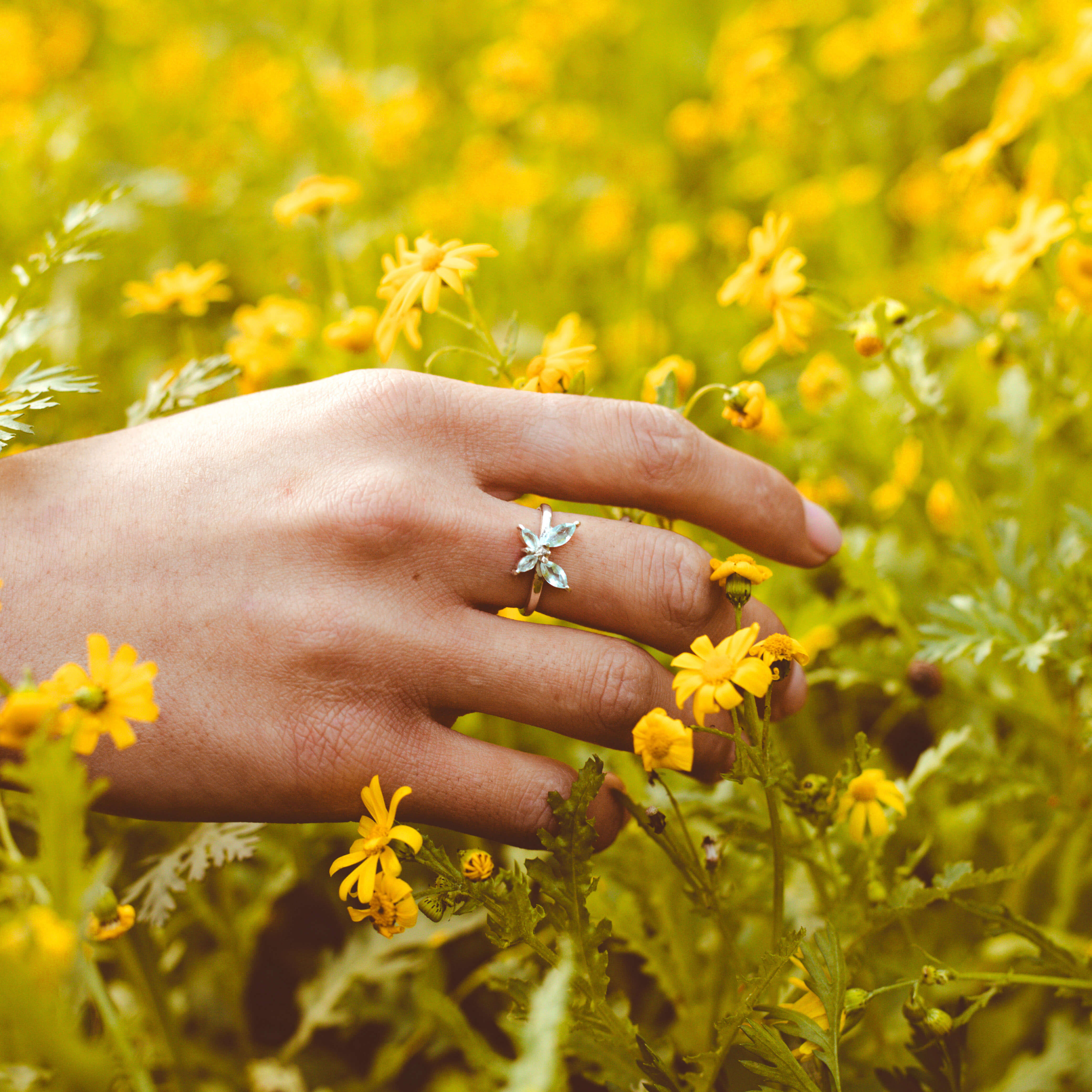 Butterfly Aquamarine Ring Sterling Silver