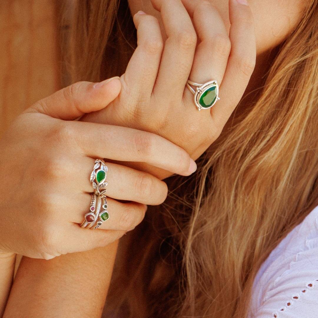 Leaves Green Onyx Ring