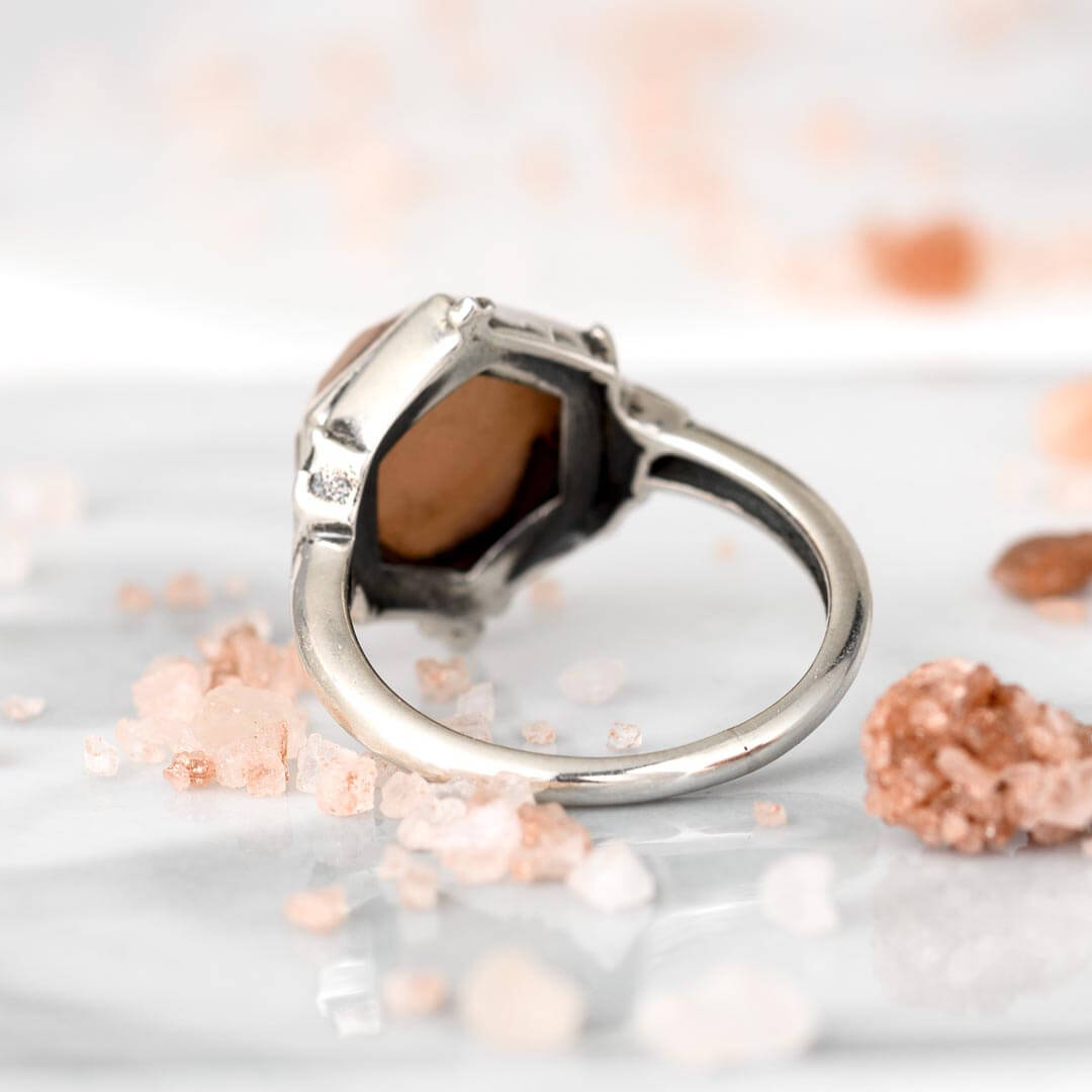 Peach Moonstone Celestial Ring