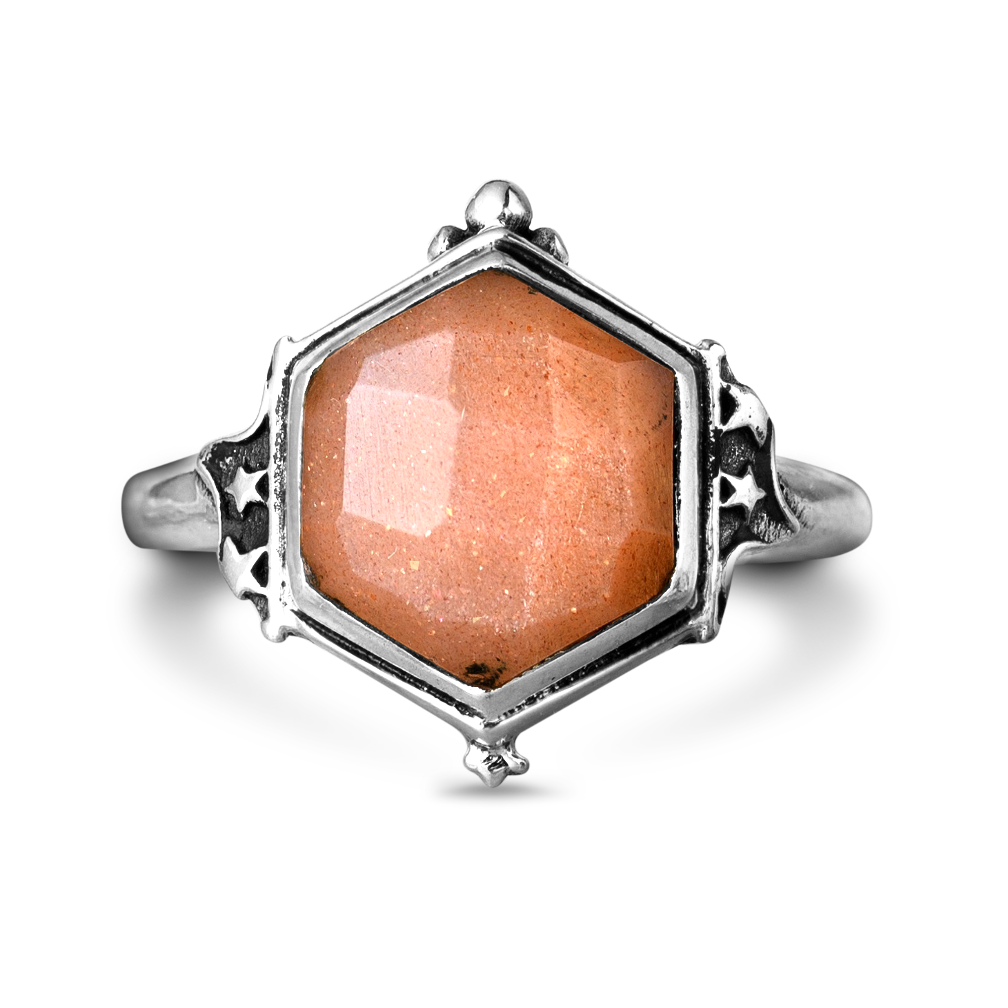 Peach Moonstone Celestial Ring