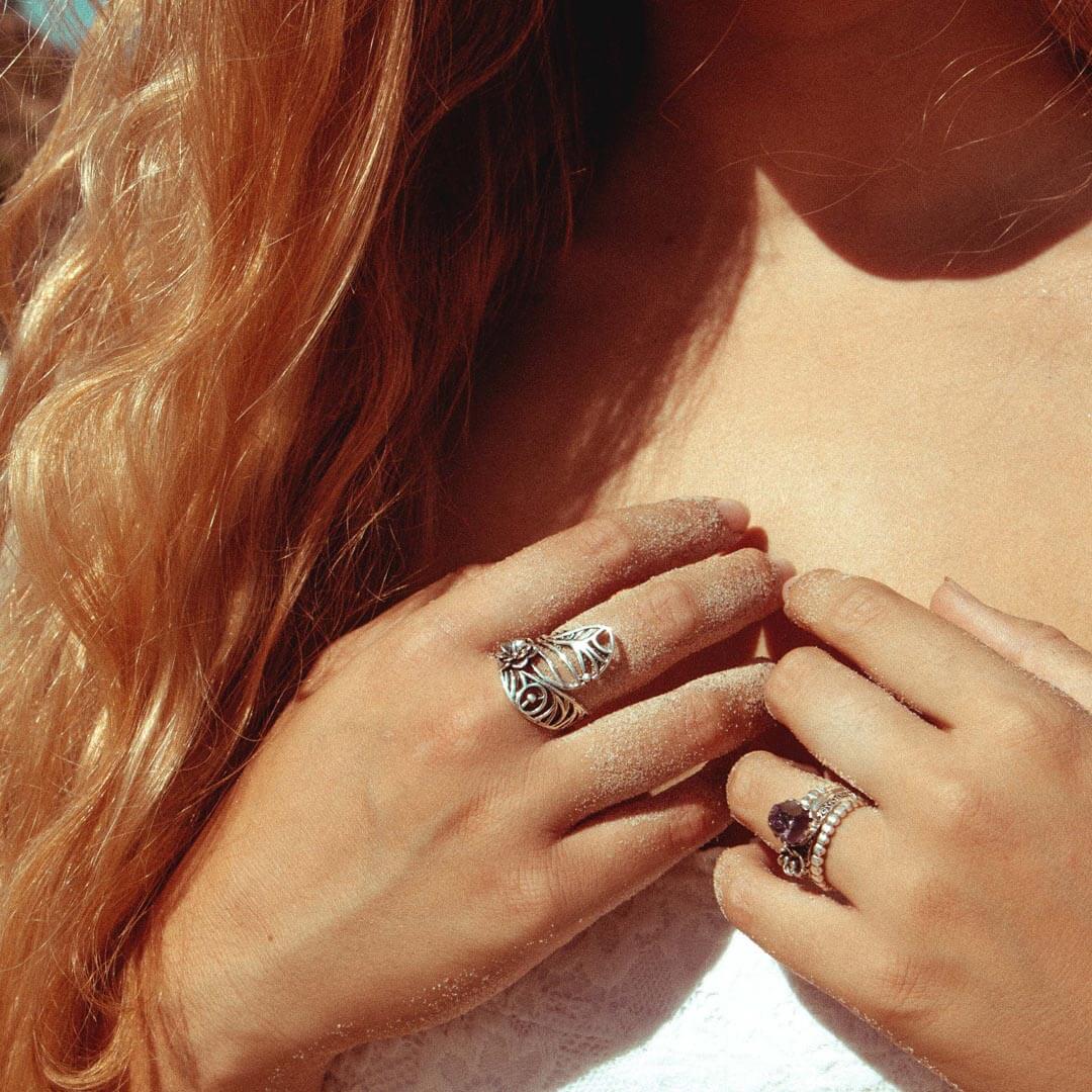 Peacock Statement Ring Sterling Silver