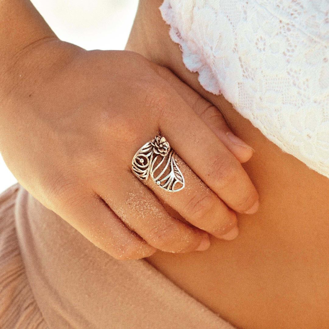 Peacock Statement Ring Sterling Silver