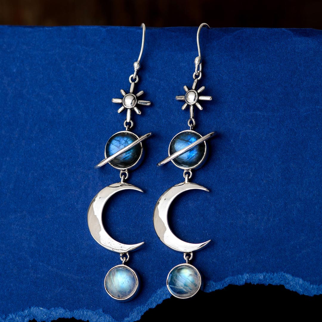 Celestial Labradorite and Moonstone Earrings