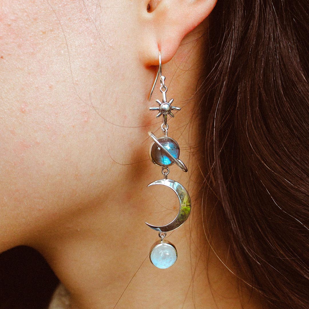 Celestial Labradorite and Moonstone Earrings