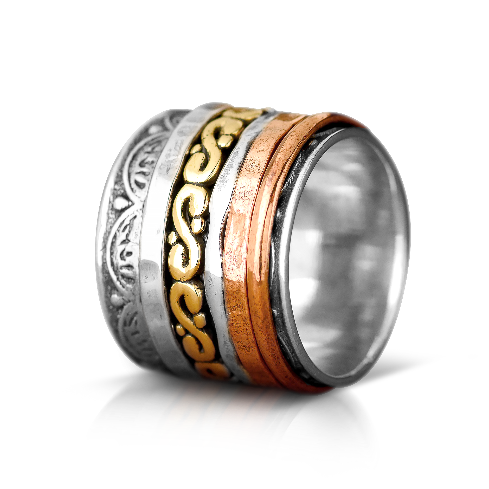 Tricolor Wide Fidget Ring