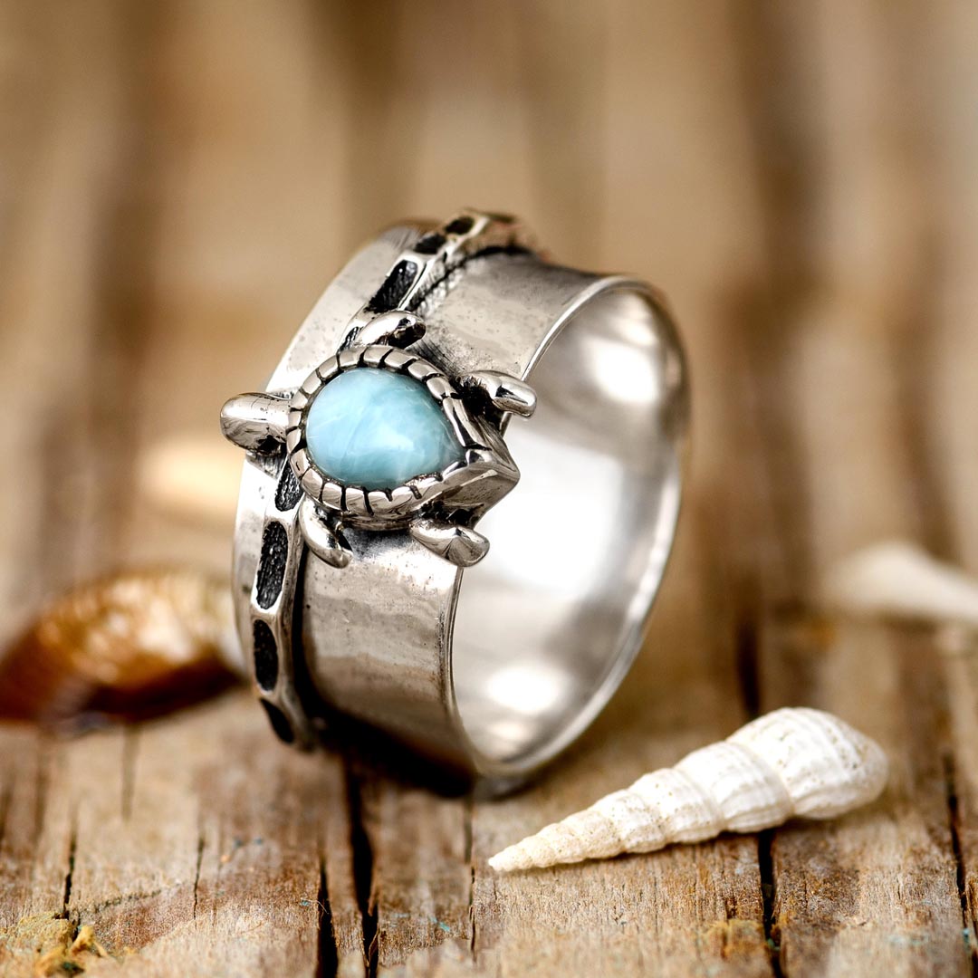 Turtle Larimar Fidget Ring