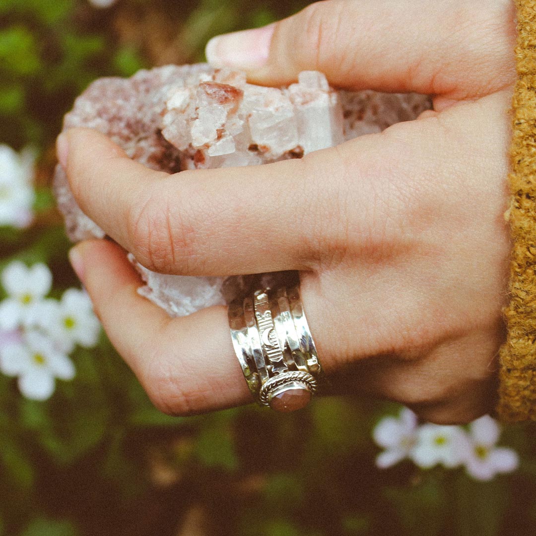 Peach Moonstone Celestial Fidget Ring