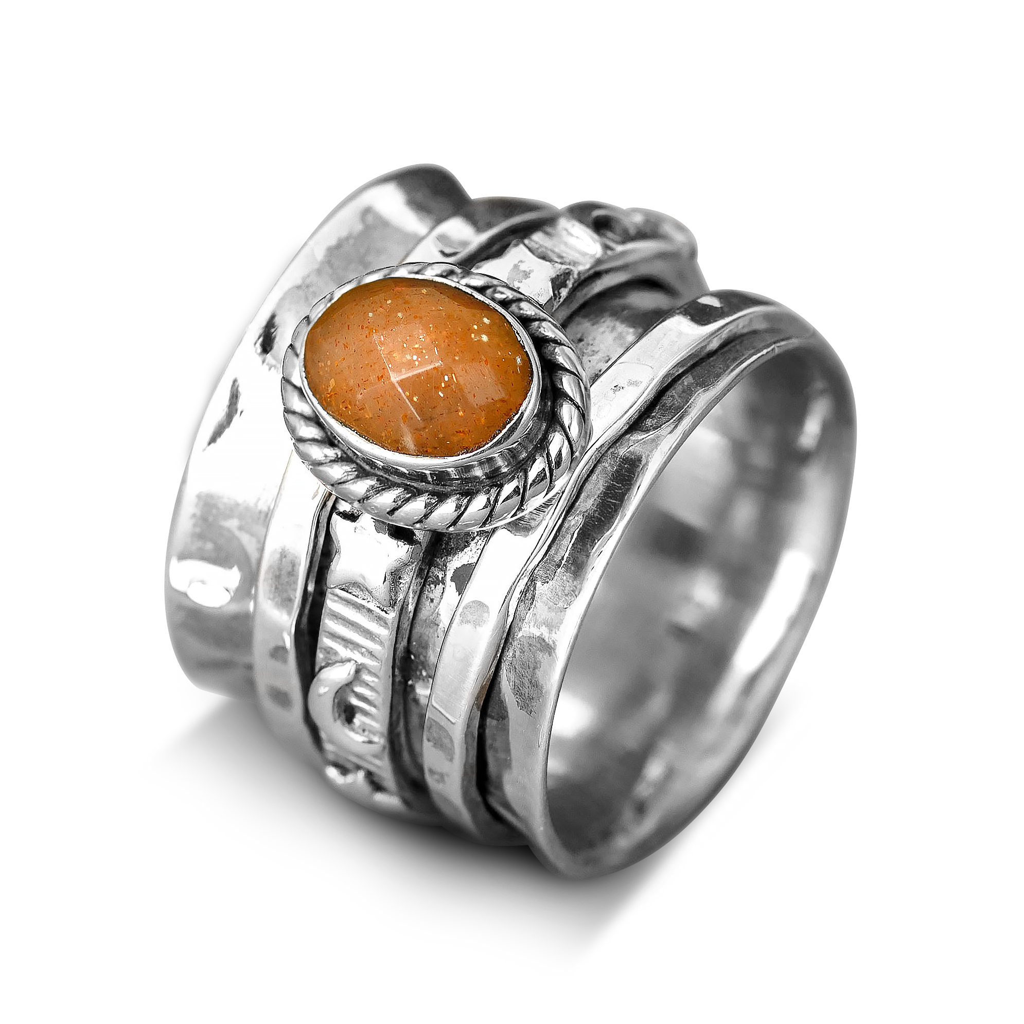 Peach Moonstone Celestial Fidget Ring