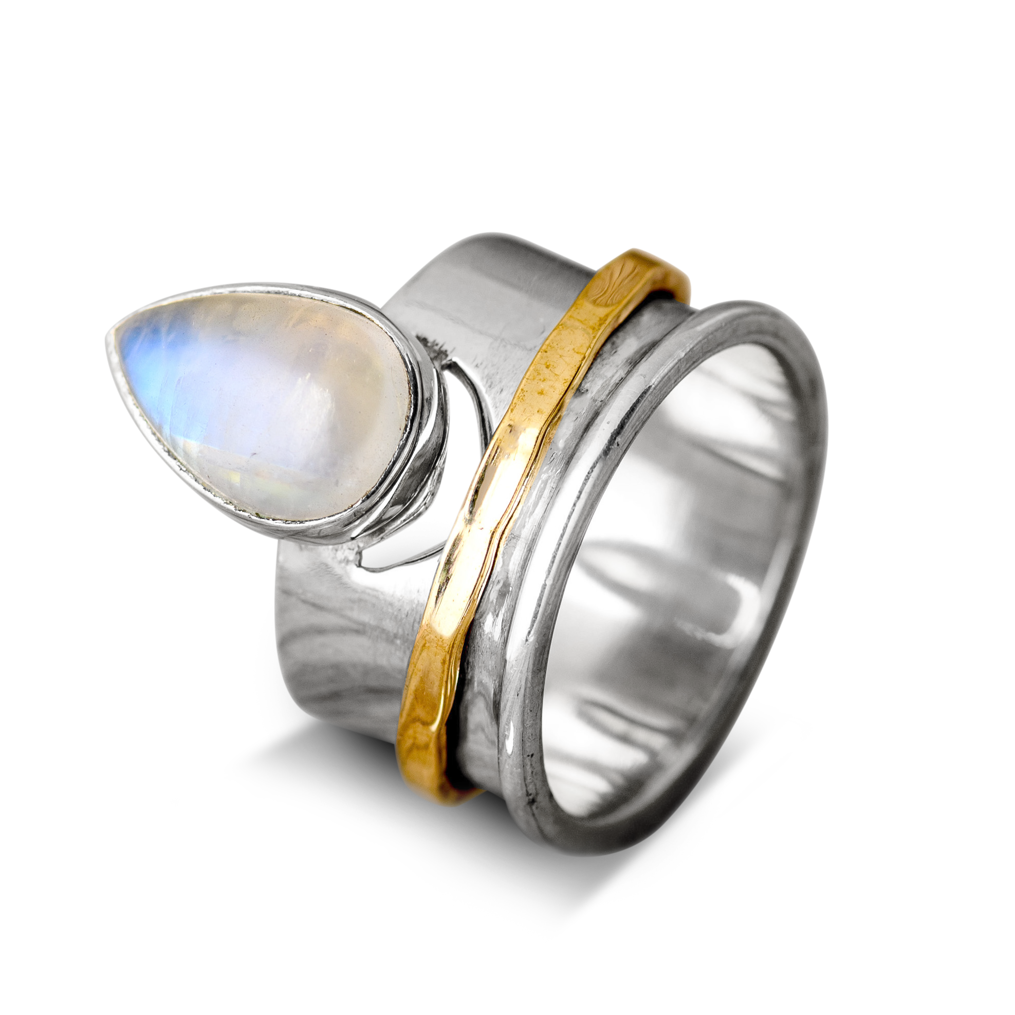 Moon and Moonstone Fidget Ring