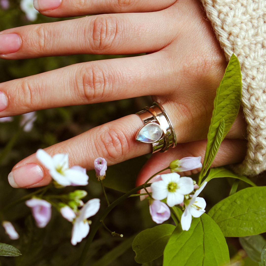 Moon and Moonstone Fidget Ring