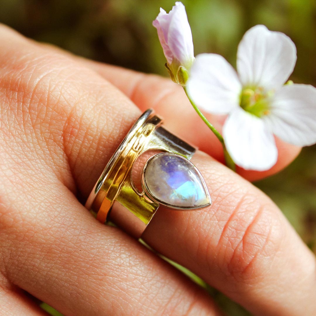 Moon and Moonstone Fidget Ring