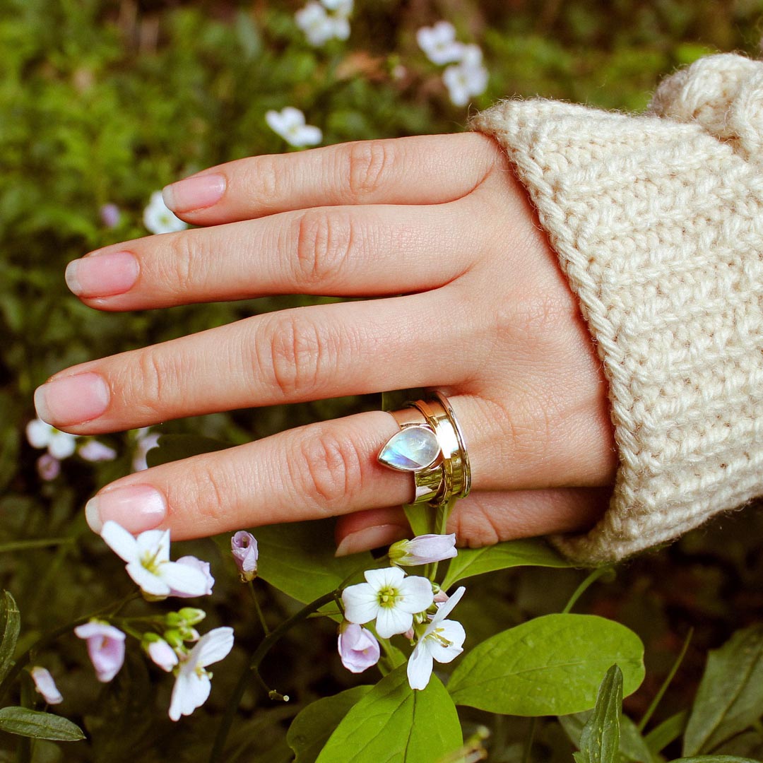 Moon and Moonstone Fidget Ring