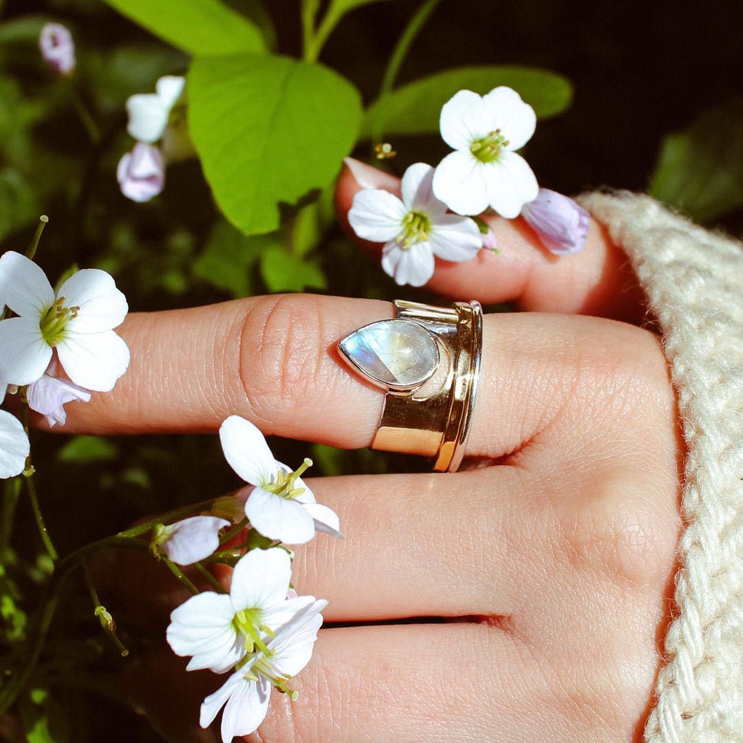 Moon and Moonstone Fidget Ring