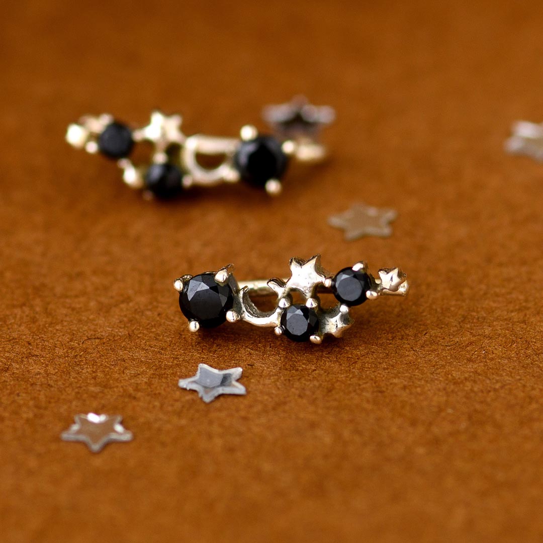 Black Onyx Celestial Climber Earrings