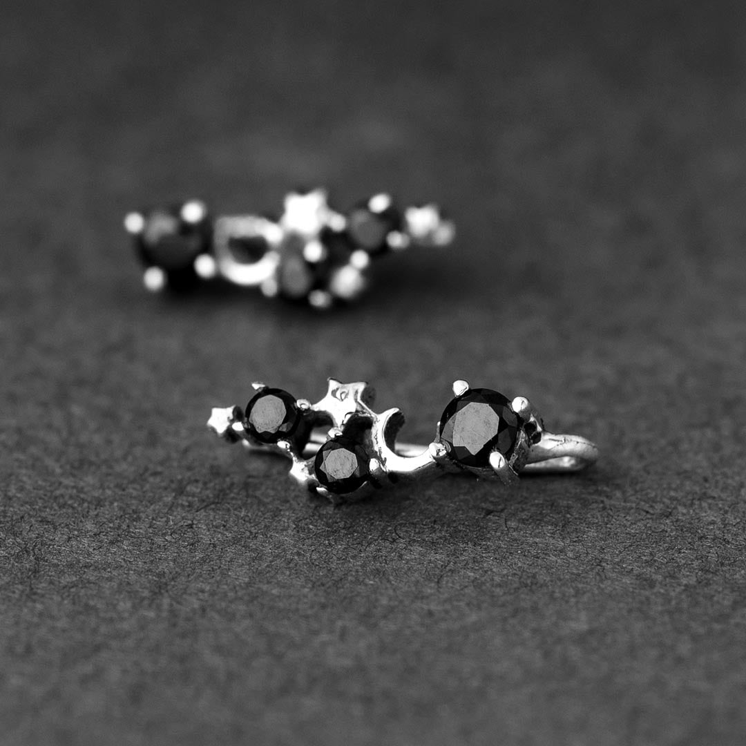 Black Onyx Celestial Climber Earrings