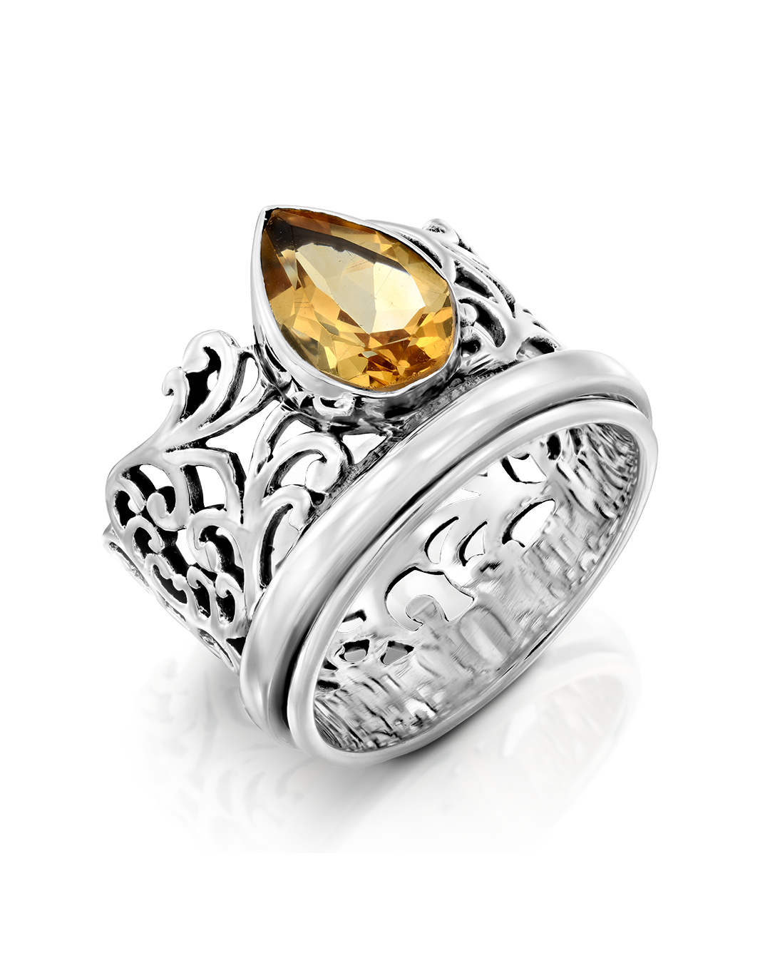 Citrine Teardrop Fidget Ring