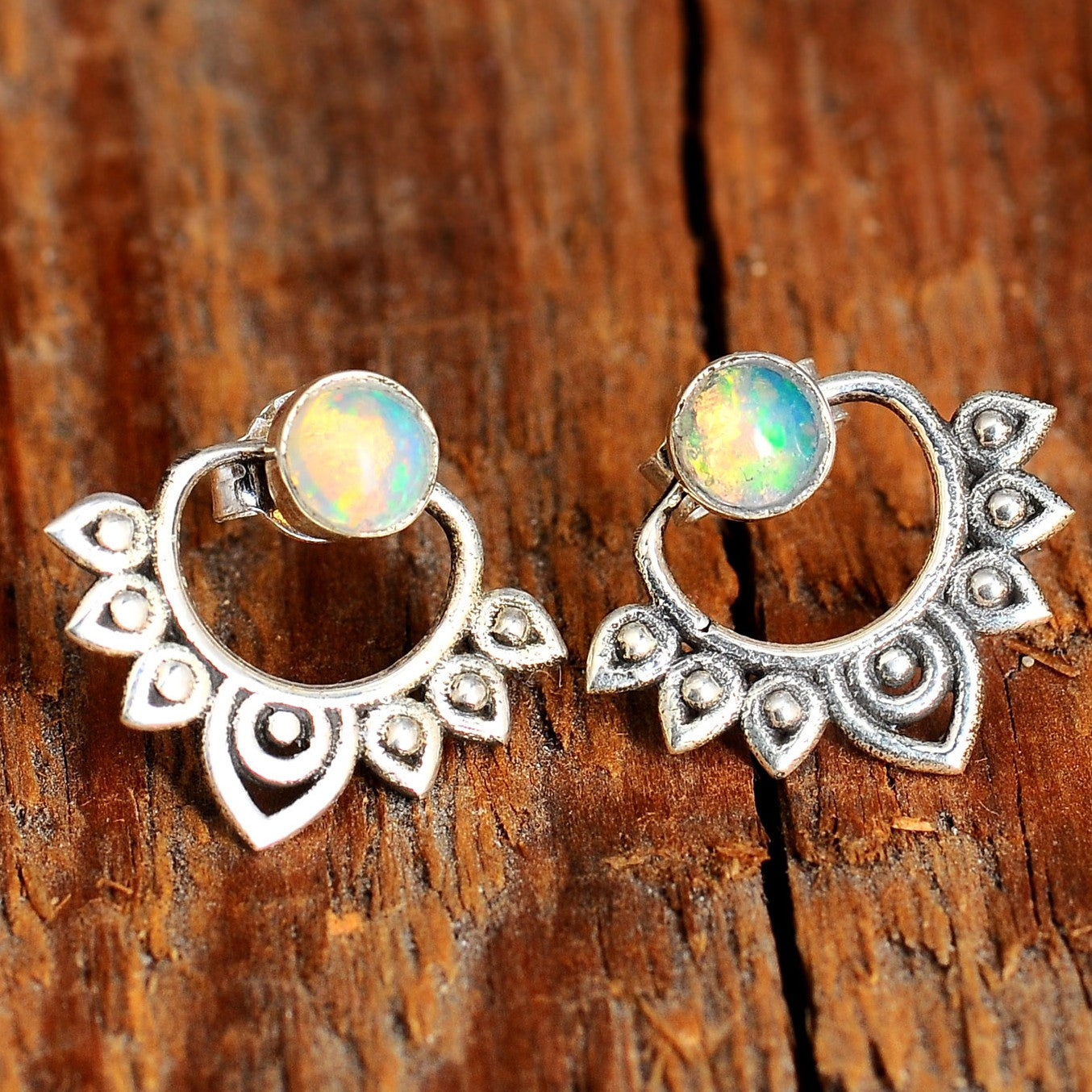 Silver Opal Ear Jacket