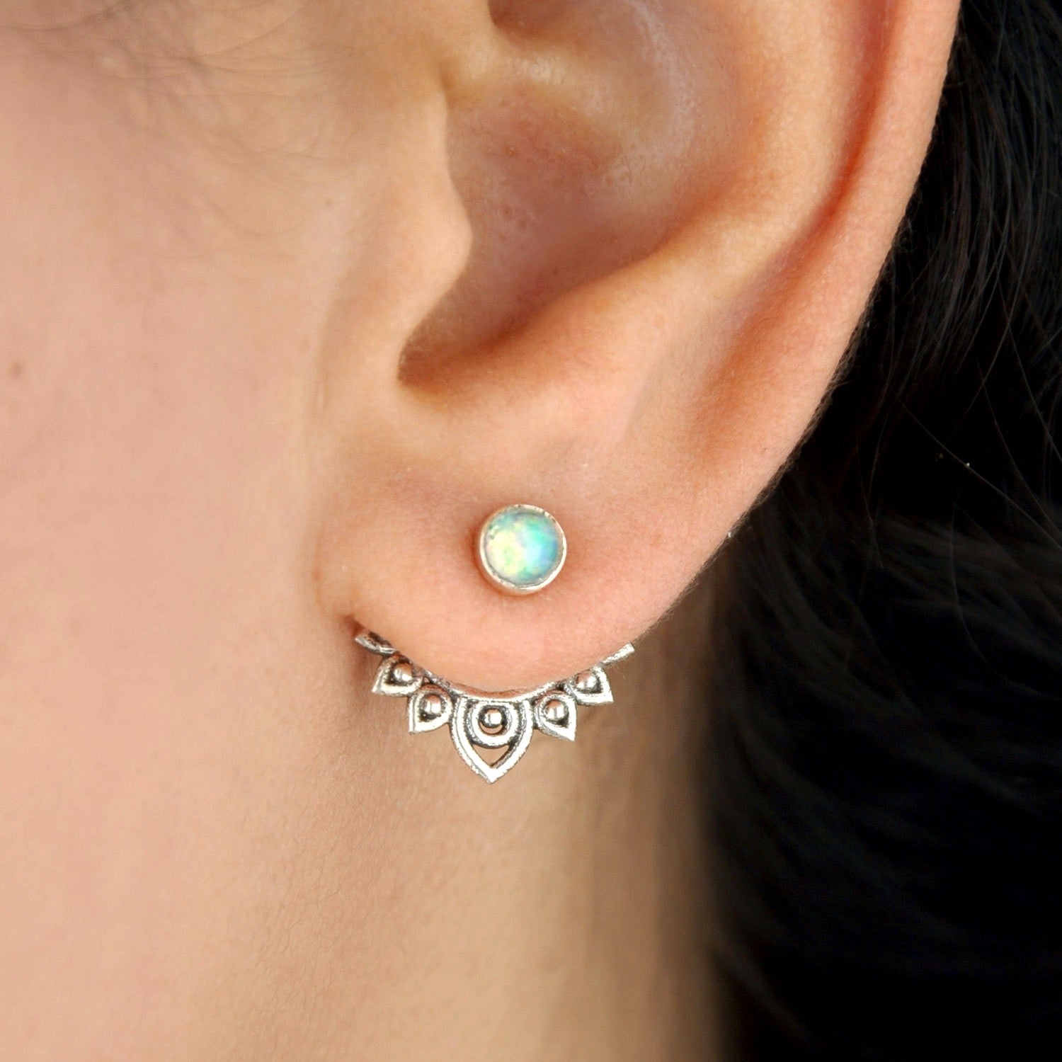 Silver Opal Ear Jacket